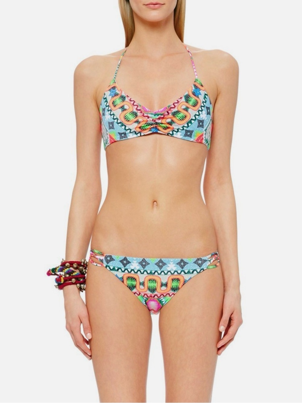 Mara Hoffman Astrodreamer Basket Weave Strappy Halter Top & Bottom Bikini Set